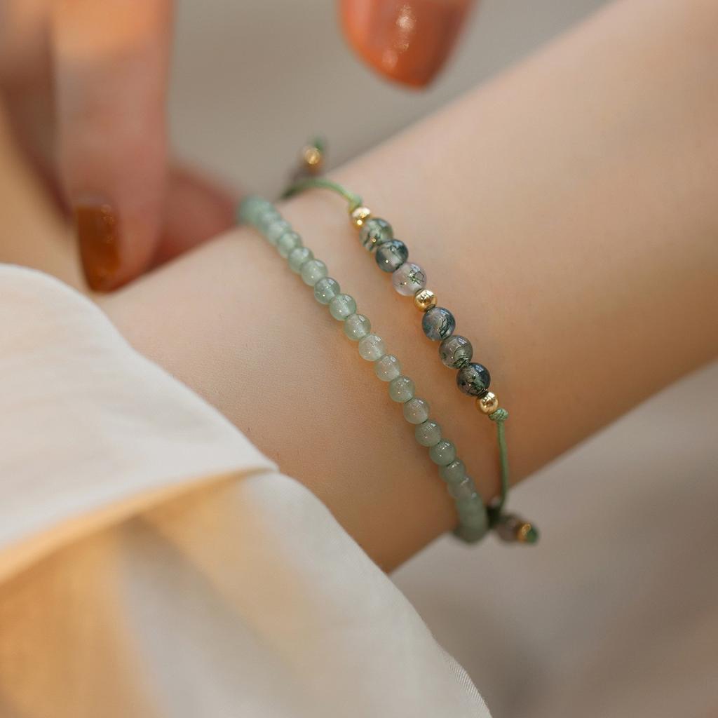 Recommended jewelry: aquamarine, agate, and grape stone bracelet Niche original design light luxury style gift bracelet