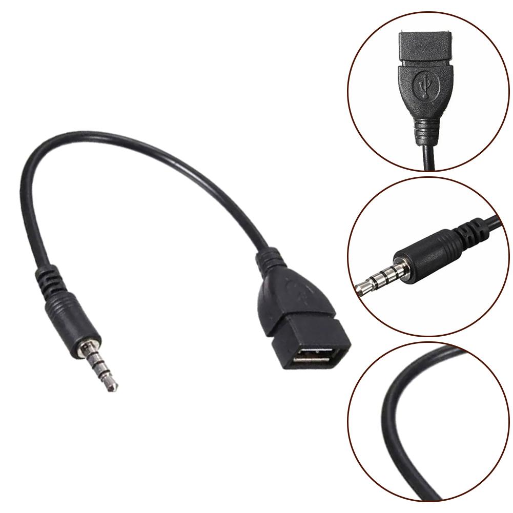 Автомобильный аудио AUX 3,5 мм штекер к USB 2.0 тип A гнездо конвертер адаптер кабель автомобильные аксессуары для интерьера