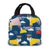 Schnauzer Raincoat Dog Hawaiian Surfer Portable Insulated Lunch Bag Tote Waterproof Meal Prep Box With Zipper For Office School