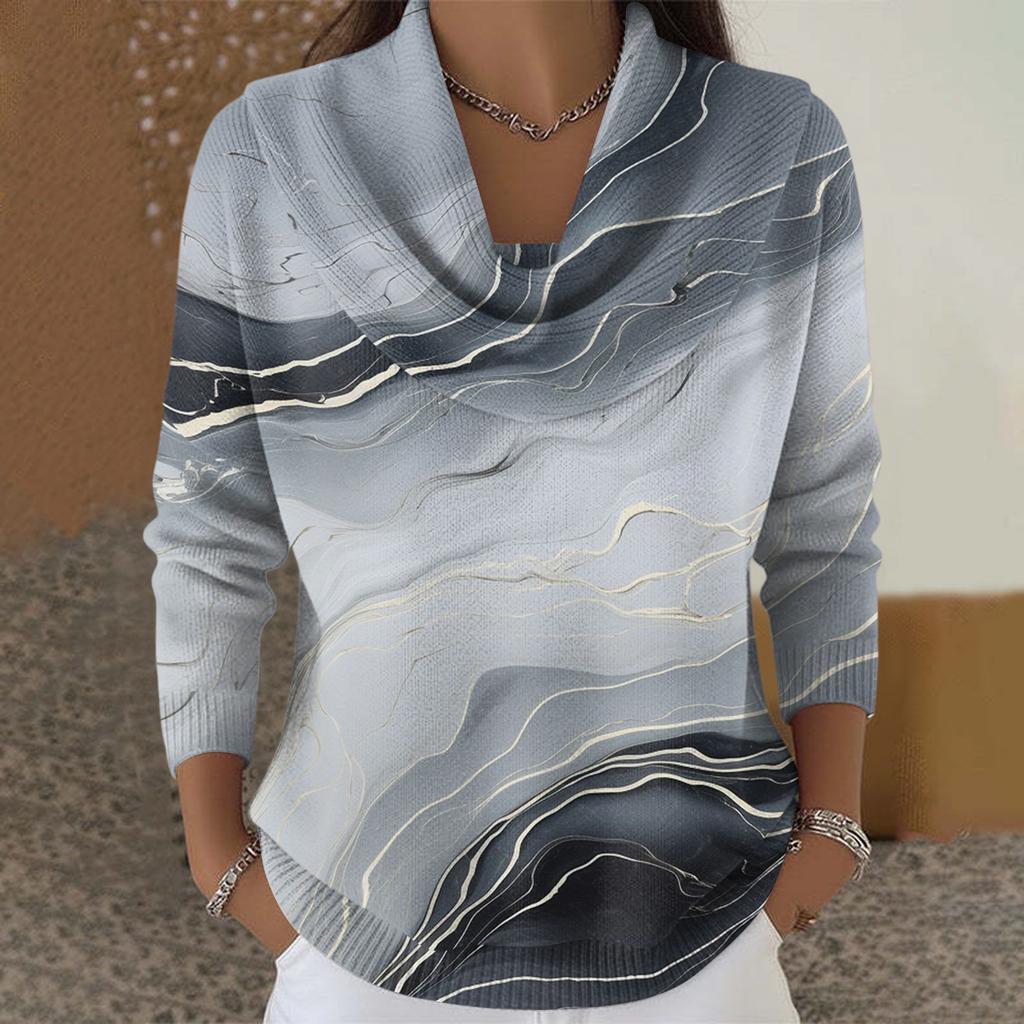 Женский повседневный и модный свитер с круглым вырезом, длинными рукавами и принтом