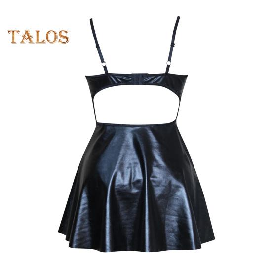 Женская ночная рубашка с сетчатыми рукавами-рукавами Низкий вырез на бретельках А-силуэта Свободный подол Гладкая искусственная кожа Открытая спина Без рукавов Honymoon Свадебная ночь