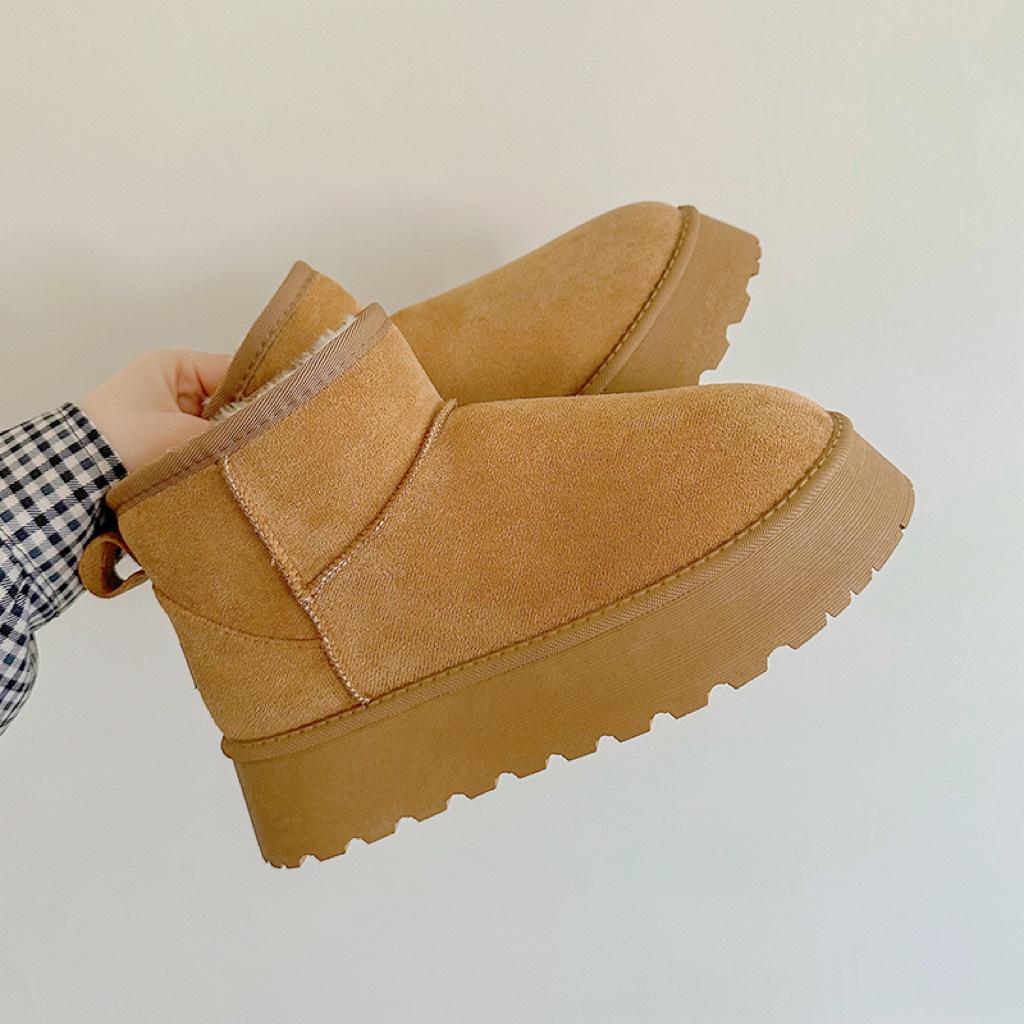 Осенне-зимние короткие зимние сапоги-трубы для женщин, трансграничные, большого размера, плюс, средний каблук, плоская подошва, хлопковые сапоги 35-41