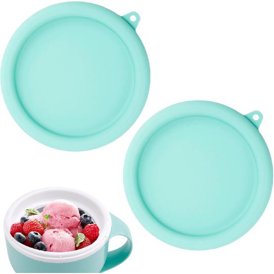 2pcs Silicone Lid for Dash My Mug Ice Cream Maker, 5.9in BPA-Free Replacement Lids Leakproof Storage Covers Dishwasher Safe for Yogurt Food Ice Cream
