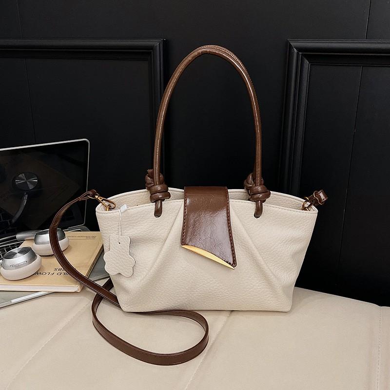 Stylish Korean Chic PU Tote Bag Women Soft Medium Size Crossbody Shoulder With Zip Interior Pockets