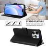 For iPhone 16 Pro Max Wallet Case RFID Blocking Calf Texture Leather Stand Phone Cover with Strap