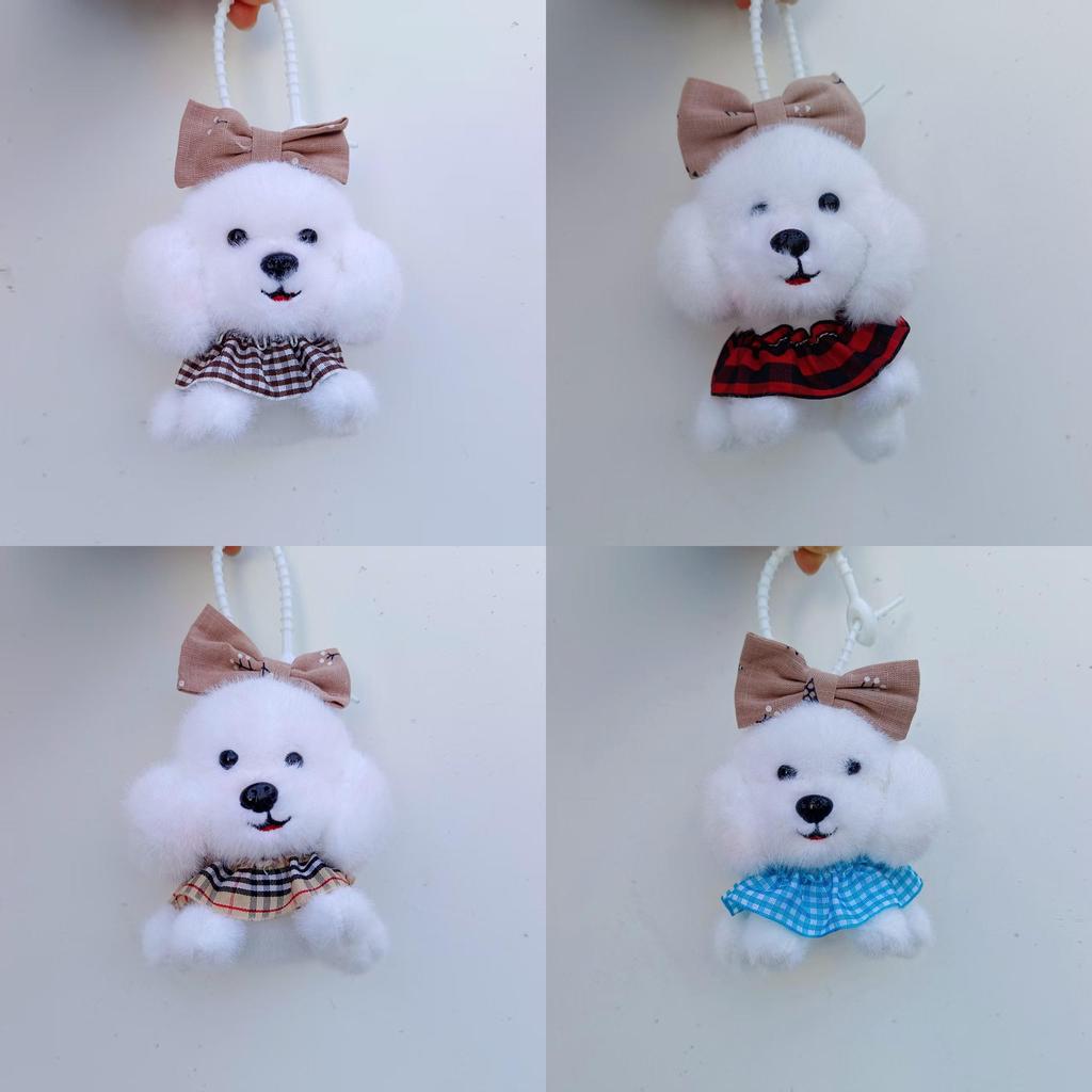 Plush Dog Pendant With Cute Bow For Wedding Gift And Home Decor