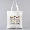 Cute Women Canvas Tote Bag Reusable Commuting Bags Gift for Teacher Trendy Ladies Shoulder Handbag Shopping Bag