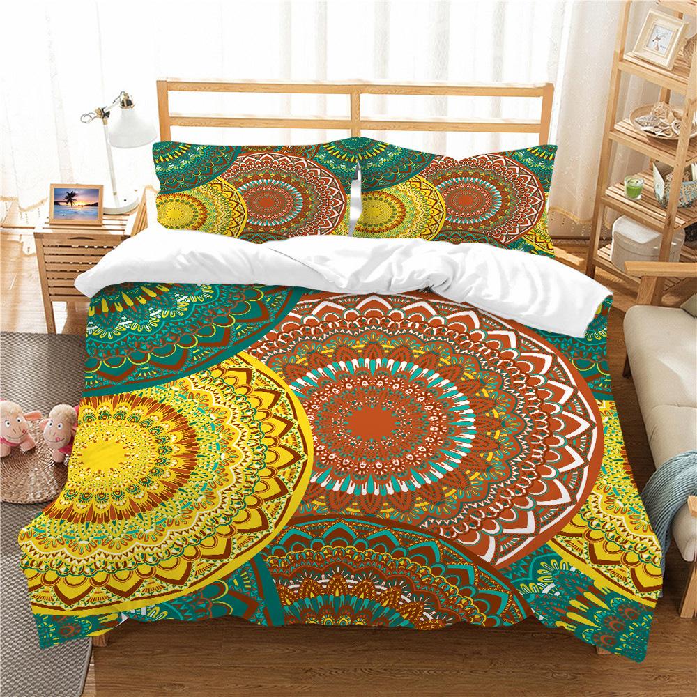 Bohemian Floral King Queen Duvet Cover Boho Mandala Cashew Flowers Bedding Set Exotic Tribe Style 2/3pcs Polyester Quilt Cover