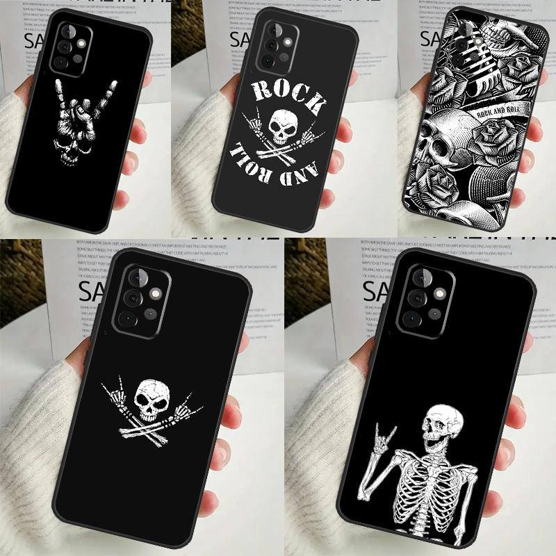 Rock and Roll Skull Case For Samsung Galaxy A54 A34 A14 A13 A33 A53 A12 A32 A52 A71 A51 A15 A25 A35 A55 Cover