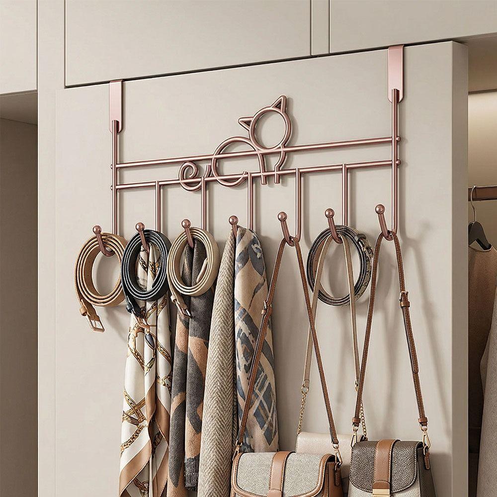 Space Saving Door Storage Hook Punch-Free Door Hanger Rack Traceless Organizer Rack Home Use