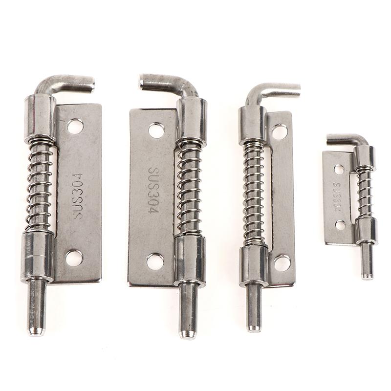 1Pc 304 Stainless Steel Loaded Hinge Security Spring Bolt Barrel Latch Hardware