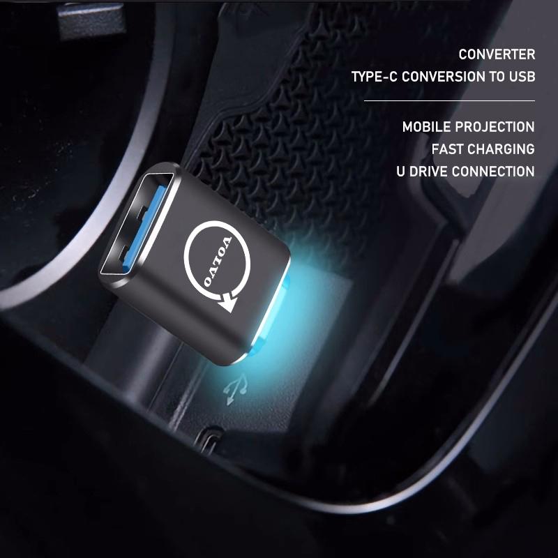 Type C To USB Port Converter Car Charging Cable Adapter For Volvo XC90 V90 V60 XC60 V40 S80 S60 S90 C40 XC40 V70 XC70 C30 C70
