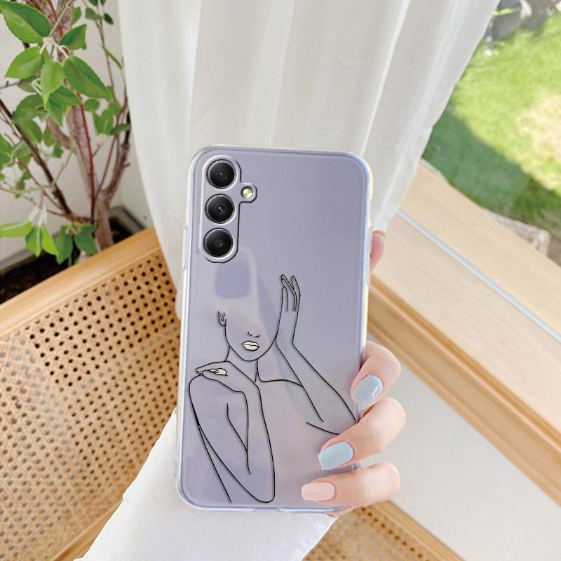 Мягкий силиконовый чехол Flower Line для Xiaomi Redmi Note 13 Pro 13C Poco Samsung A35 A55 M35 S24 Huawei Honor 90 iPhone Camera Защитный противоударный чехол