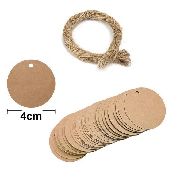 100Pcs Gift Tag with 20m Jute Twine Round/Heart/Rectangle Shaped Blank Design DIY Thick Wedding Thanksgiving Christmas Craft Tag Party Favors