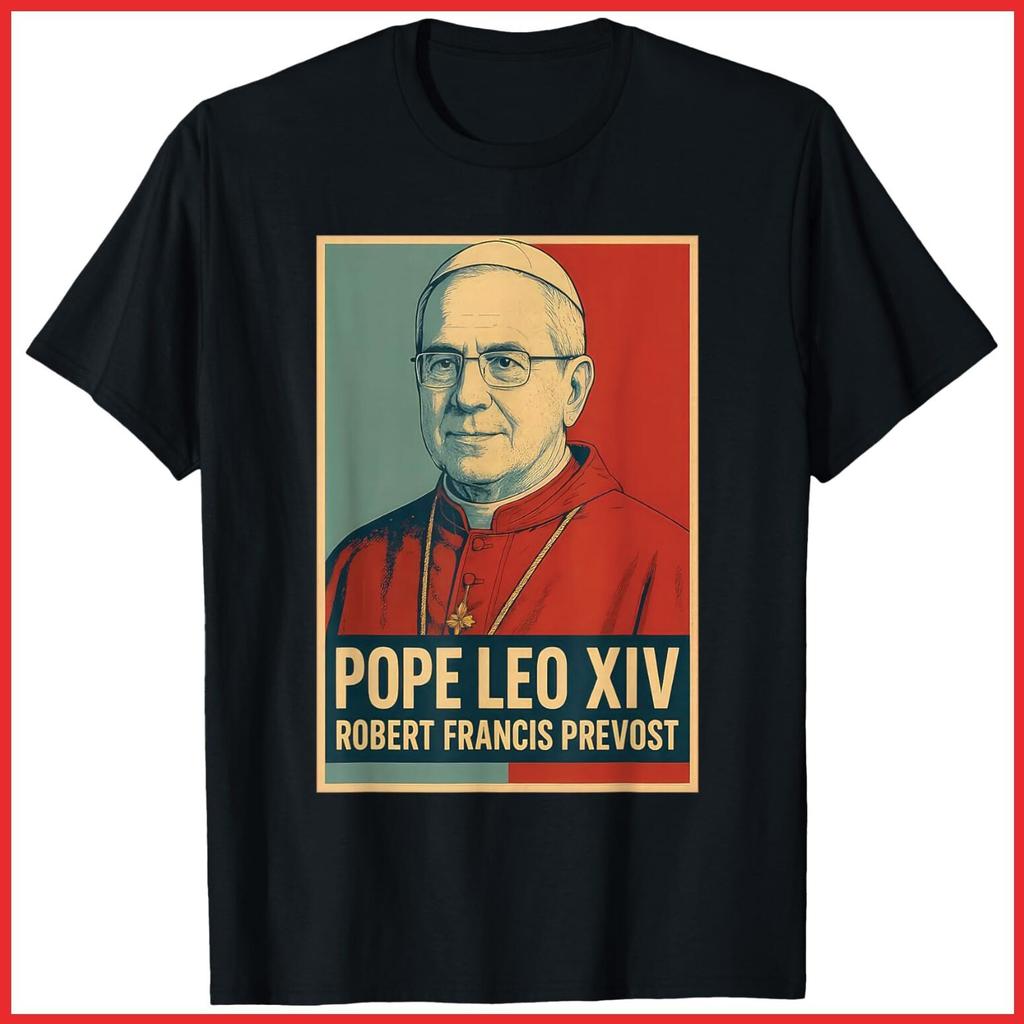 God Bless Pope Leo XIV Black Cotton T-Shirt S-5XL