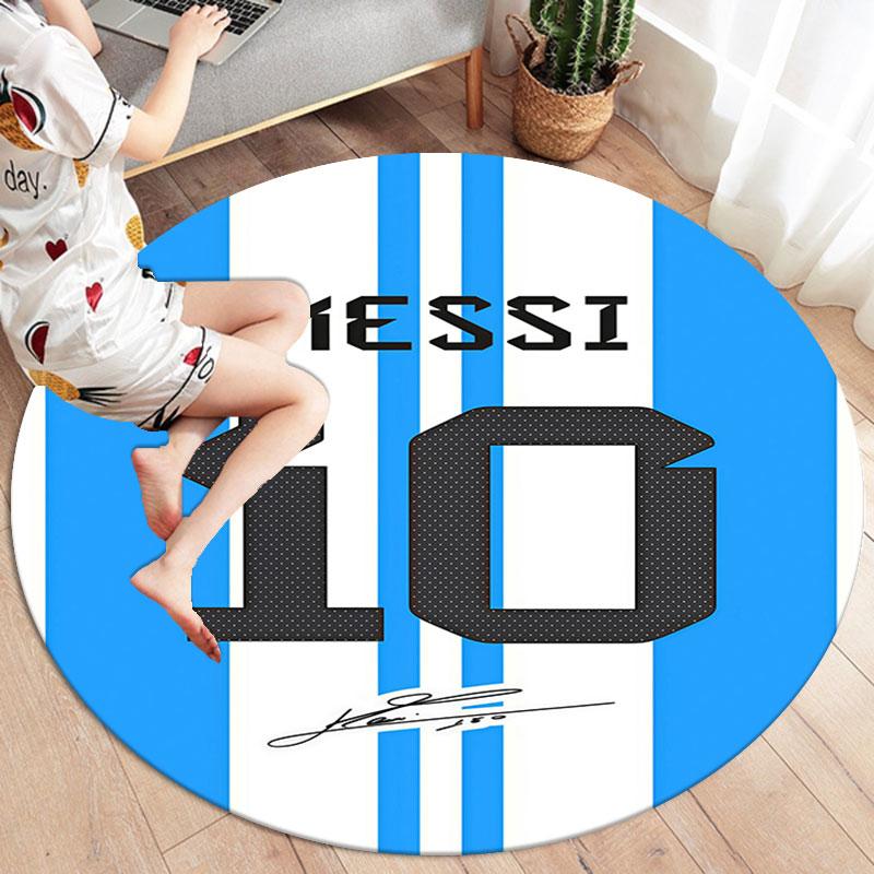 Lionel Messi Round Area Rug,Carpet Rug for Living Room Bedroom Sofa Playroom Decor,Non-slip Floor Mat