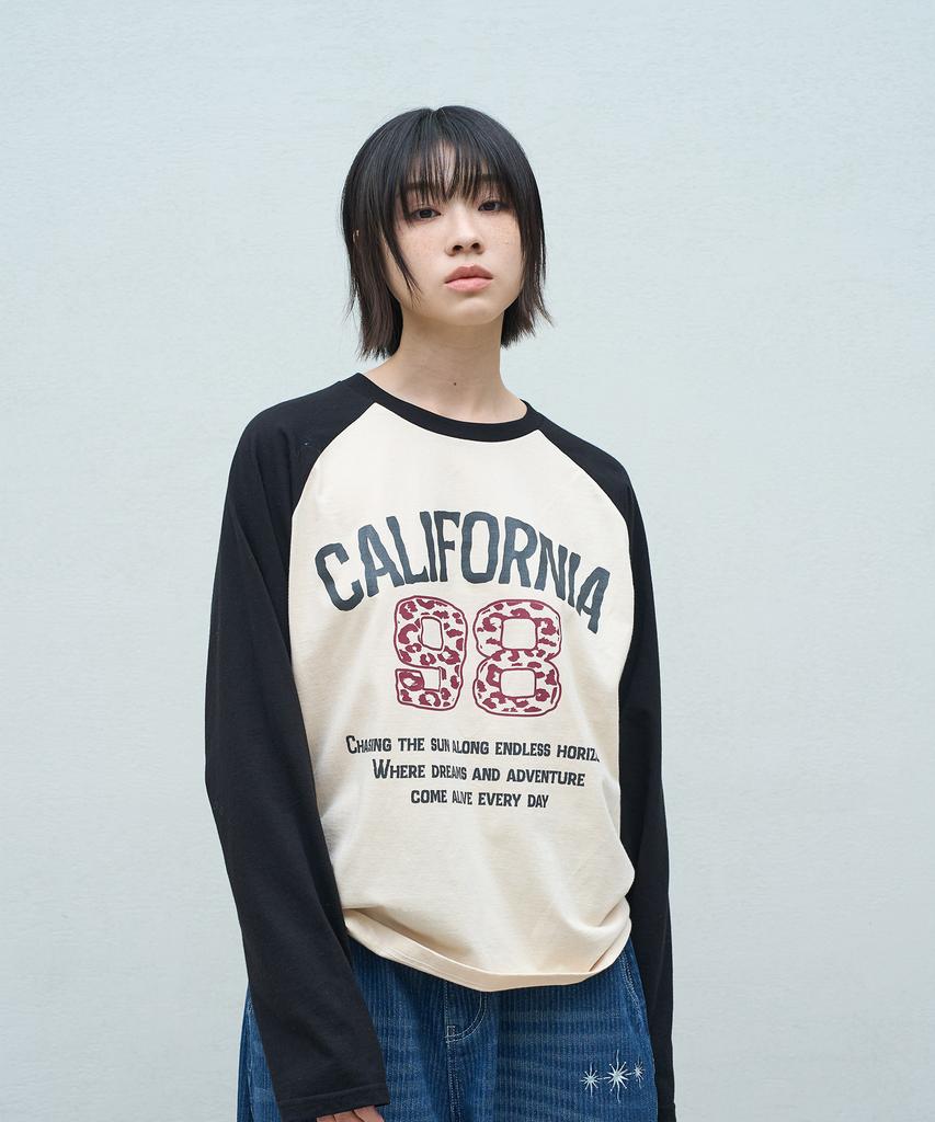 SUPERSUB 98 California Raglan Long Sleeve T-Shirt - Cream/Black