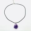 Amethyst Pendant Fairy Necklace with Black Braided Rope - Simple Clavicle Chain for Summer
