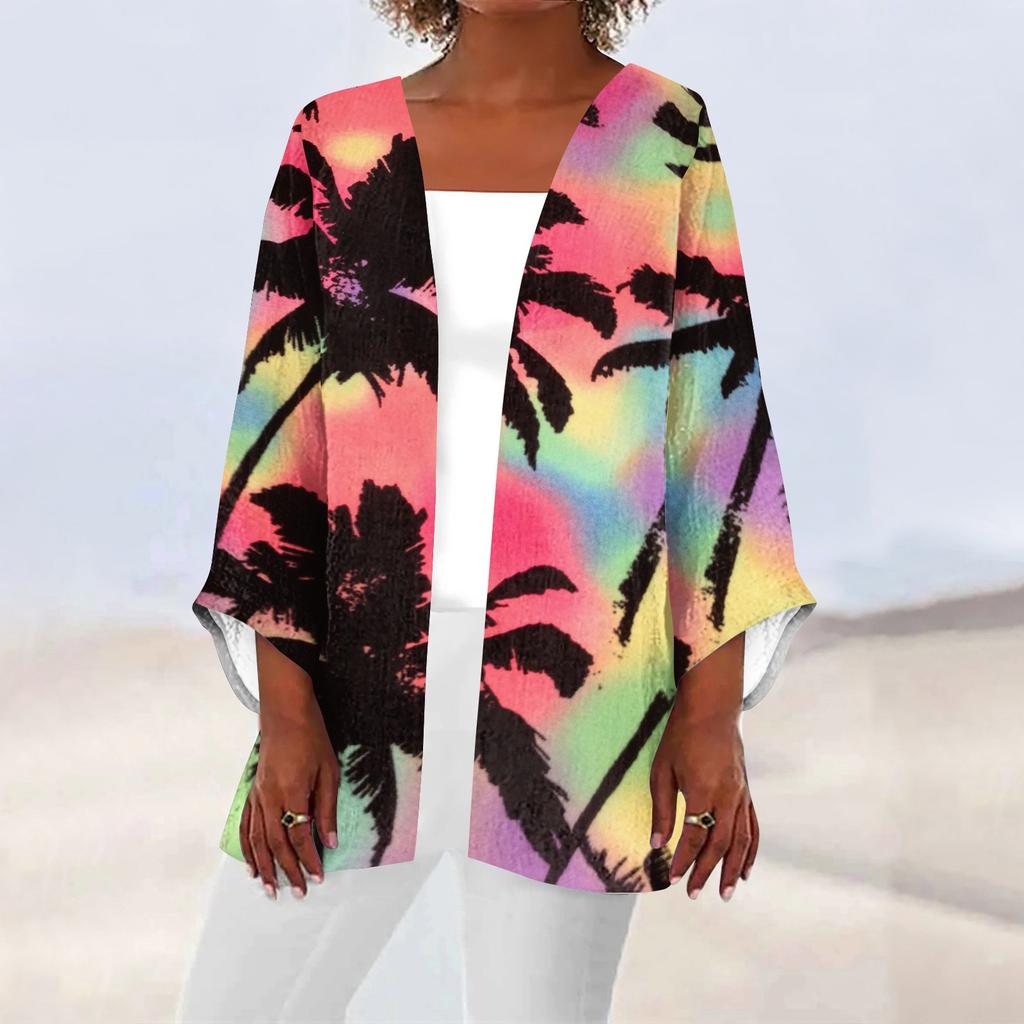 Women's Casual Fashion Printed Lightweight Mid-length Jacket Cardigan