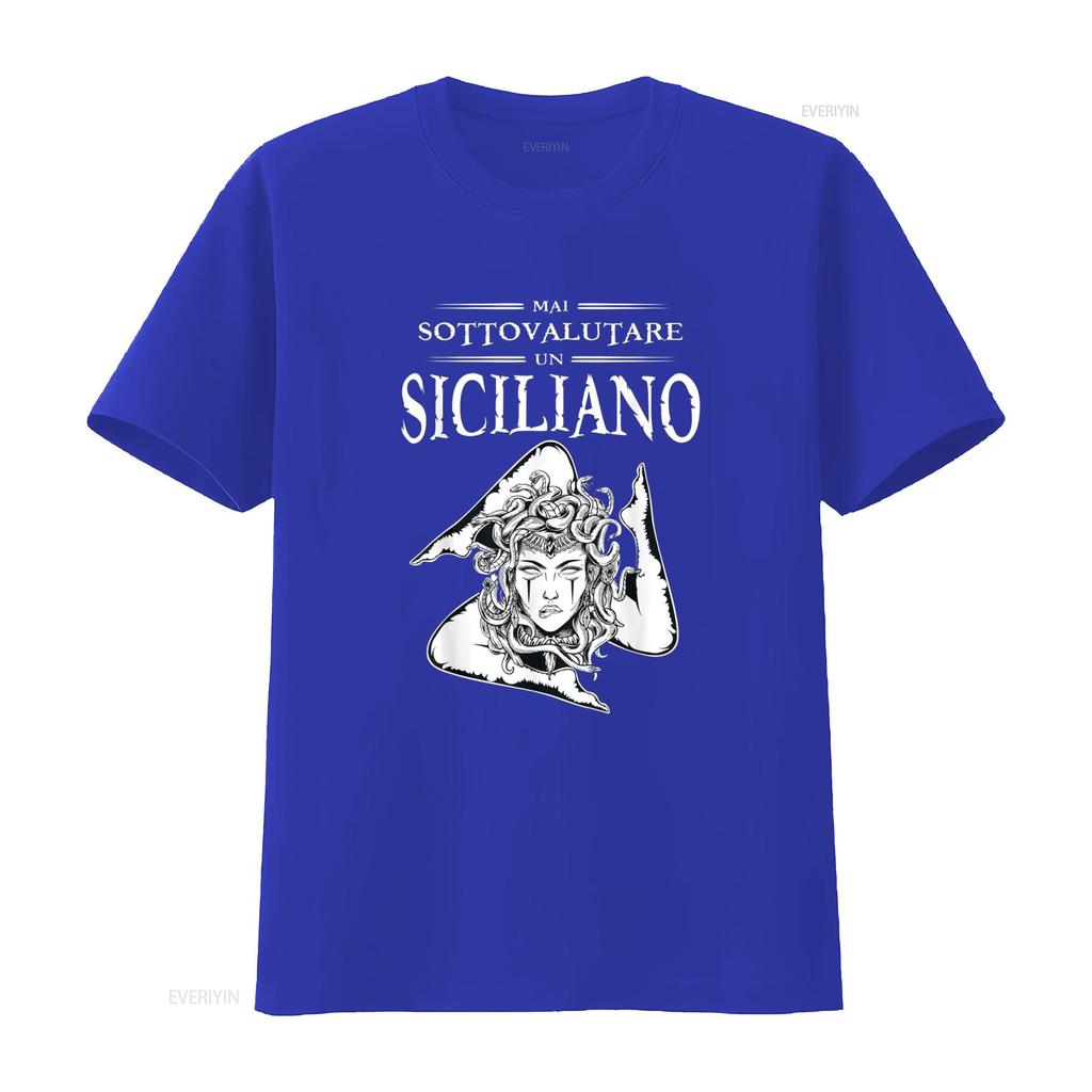 Never Underestimate A Sicilian Trinacria Sicilia Heraldik T Shirt vintage Washed Stretched fashion Breathable Soft Versatile