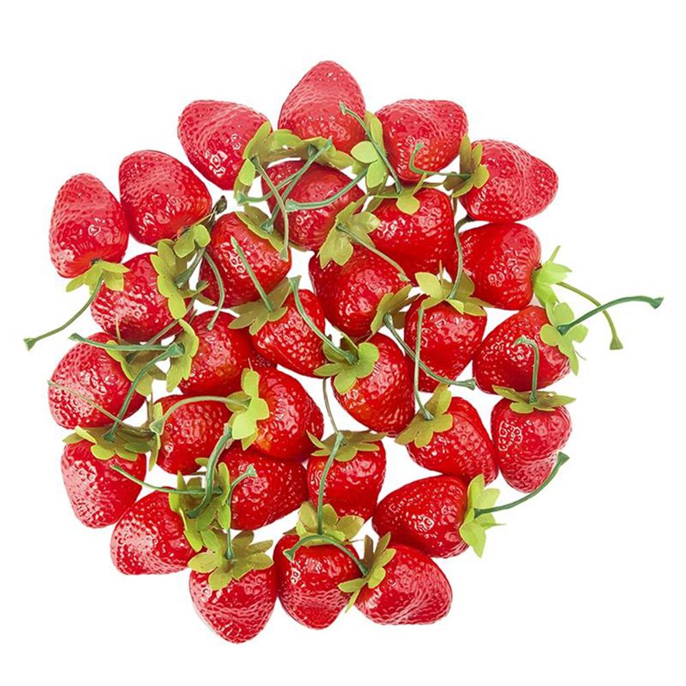 20pcs Ornaments Christmas Artificial Fruit Fake Strawberry Photography Props Home Decor