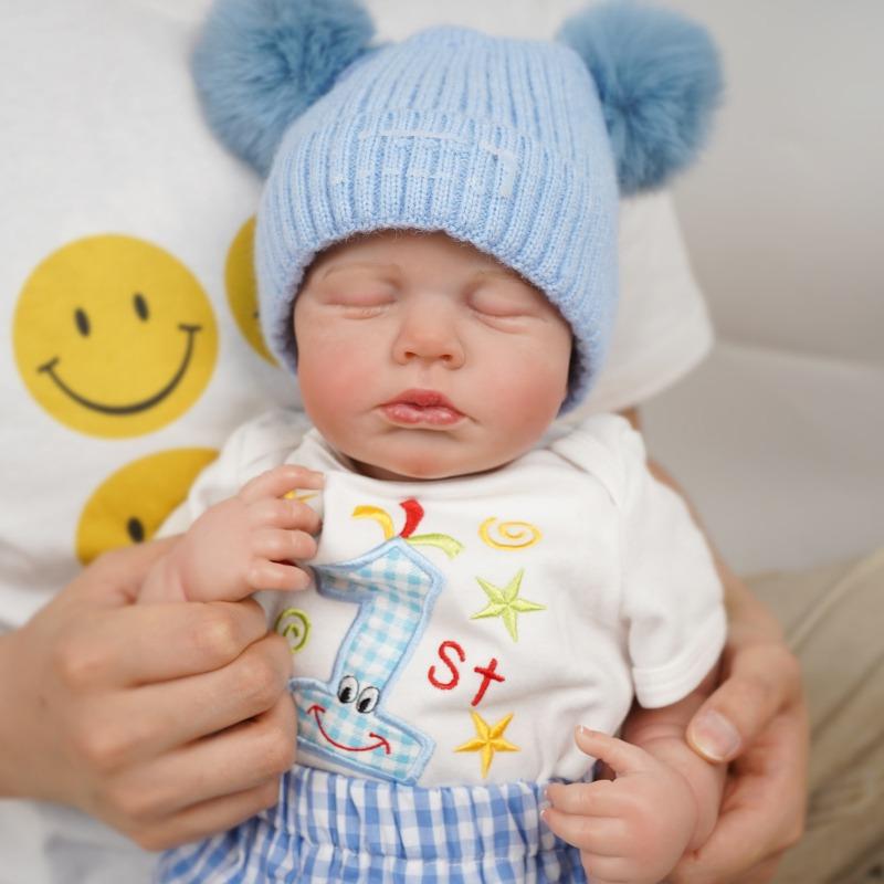 45 Cm Cloth Body Reborn Toddler Dolls LouLou Cute Lifelike Sleeping Newborn Babies Doll for Boy Hand Draw Hair Simulation Dolls Children's Day Present