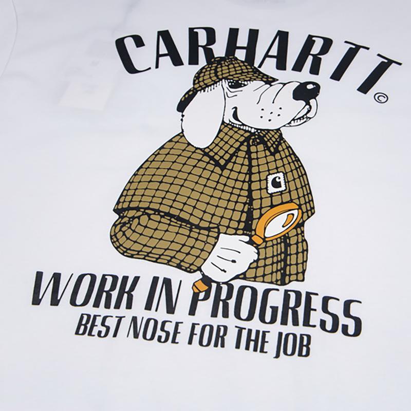 carhartt Лето 2025 года, новые мужские и женские хлопковые свободные футболки с круглым вырезом и новым принтом детективного узора