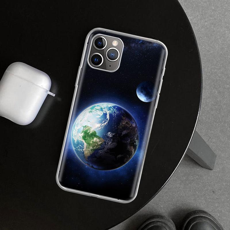 Чехол для телефона Earth Stars Space для iPhone 11 12 13 Mini 14 15 Plus 16 Pro Max 17 Air 7 8 + SE Арт Индивидуальный Fundas 11 12 13