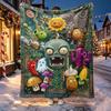Plants VS Zombies Pattern Blanket for Home Decoration, Bed, Sofa, Car Travel, Camping, Suitable for All Seasons, Birthday Christmas Gift