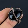 Кольцо ювелирных изделий черной драгоценной камня оникса обернутое медной проволокой Хандмаде для подарка