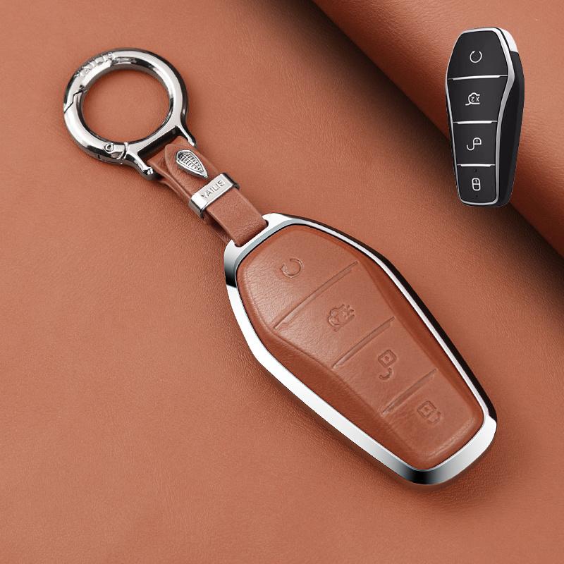 Metal Leather Car Remote Key Cover Case Holder shell Fob For New ATTO 3 2 8 Song Pro Plus Shark Dolphin Seal U 5 Sealion 6 7