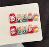 10PCS Christmas Artificial Nails with Duckbill Design Holiday Theme Press on Nails for Women Girls Festive Party Nail Art Decoration