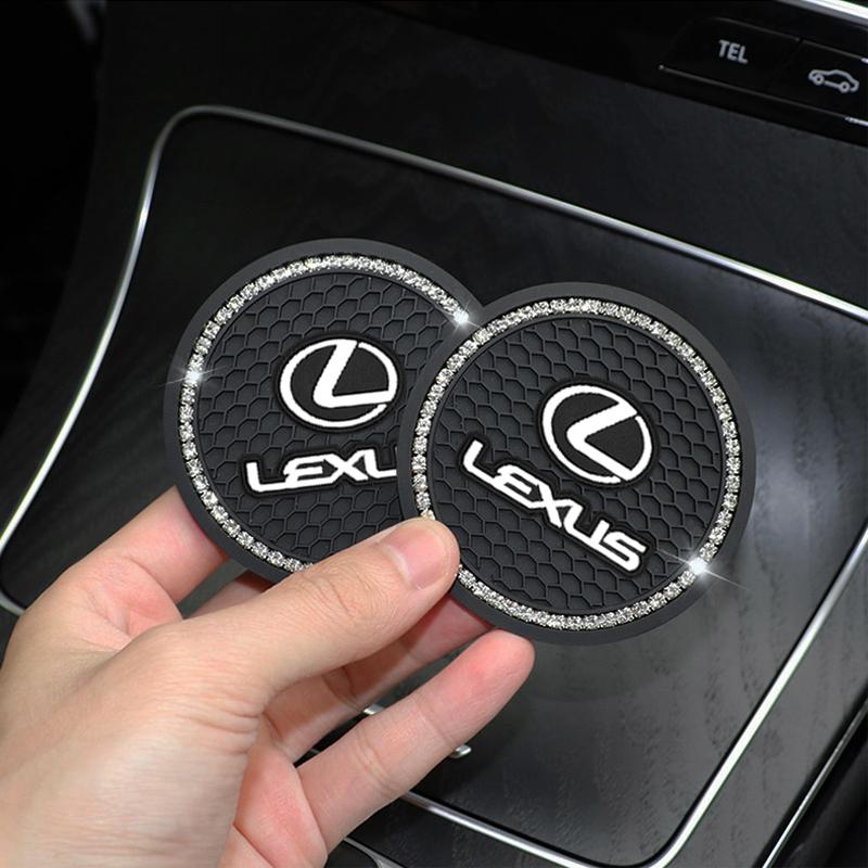 1/2pcs Car Styling Diamond Car Coaster Water Cup Anti-slip Pad Mat For Lexus IS250 IS200 CT200h GS300 LS430 RX450h LX570 IS300 ADS1