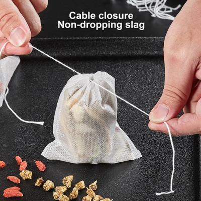 100 шт., пакеты для заварки трав, плотные отверстия, кухонные принадлежности, без запаха, уплотнительный фильтр на шнурке, пустые пакеты для травяного чая, практичные, широко используемые