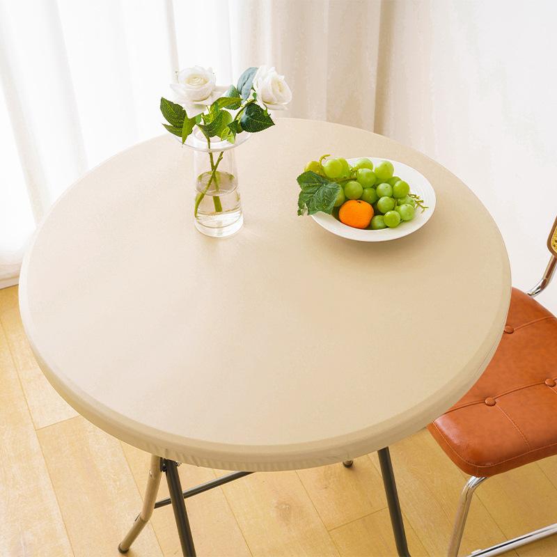 2 Pack Round Spandex Cocktail Table Covers Stretchable Washable High Boy Tablecloth for Camping Dining Indoor Outdoor Parties