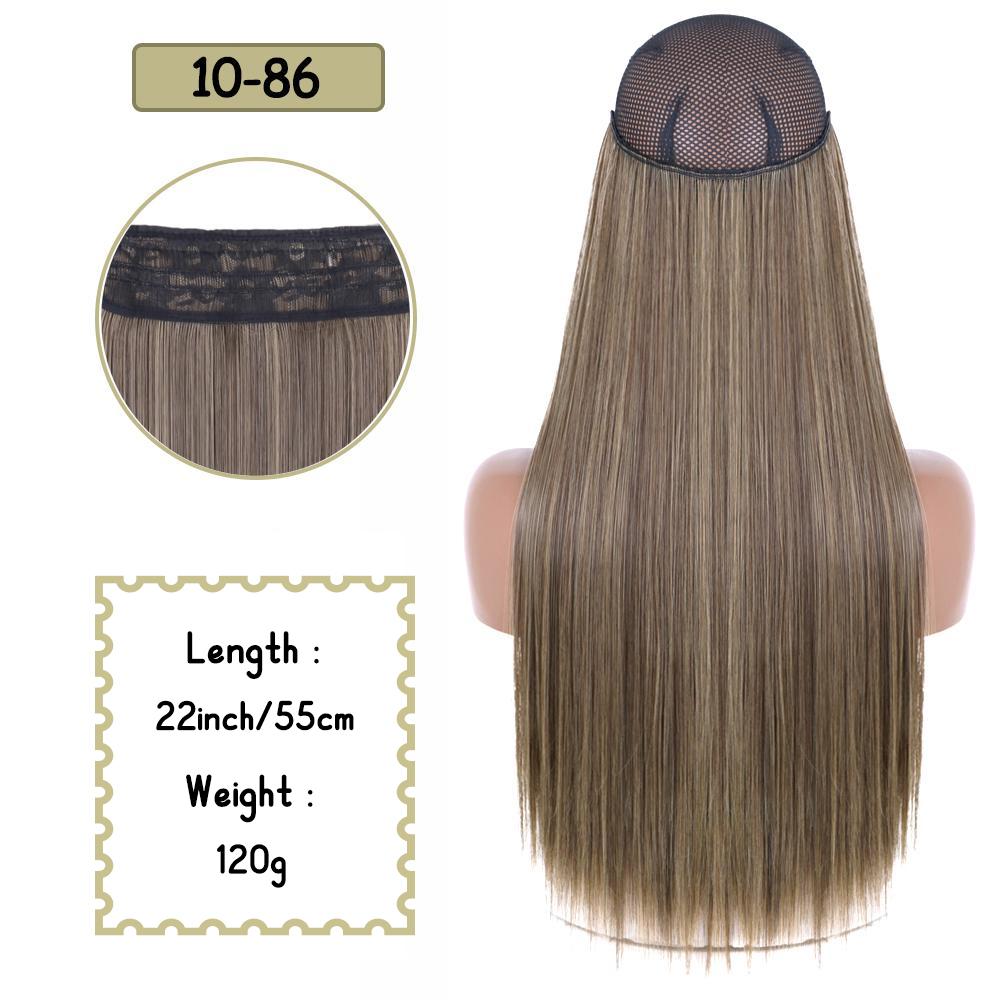 Синтетические длинные прямые невидимые накладные пряди для волос с секретной прозрачной леской для волос для женщин без зажима для волос