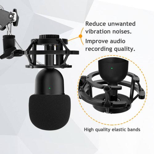 Silence Razer Mini Shock Mount with Foam Windscreen Cover, Anti-Vibration Suspension Shock Mount, Microphone Holder, Clip, Pop Filter, Explosive Block