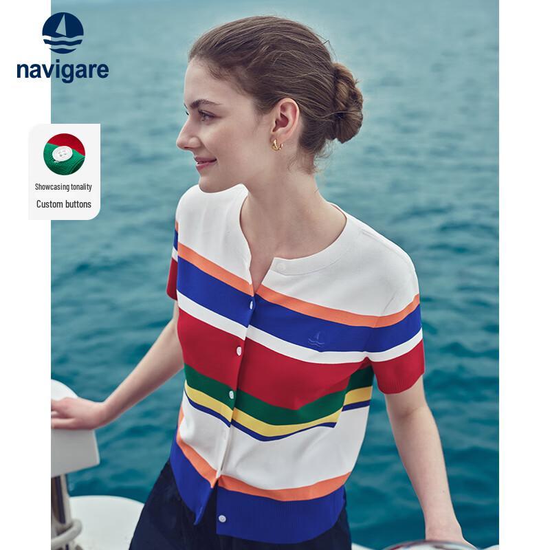 Navigare Женский вязаный кардиган в полоску color-block