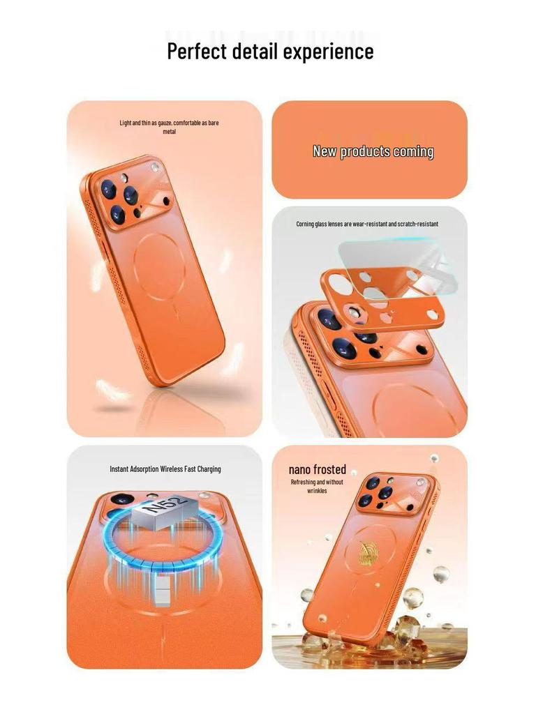 Магнитный матовый стеклянный чехол Corning для iPhone 17 Pro Max, с ощущением кожи, матовая отделка AG