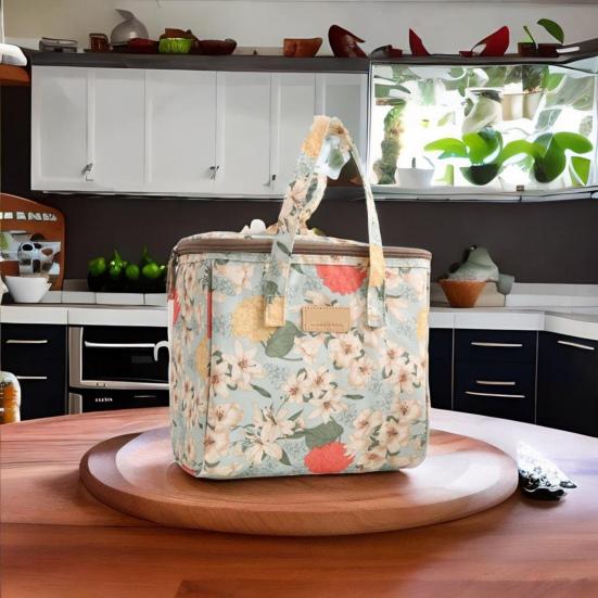 Insulated Picnic Bag with Handle Zipper Top Reusable Canvas Bag Multifunctional Cooler Bag Picnic Hiking Food Thermal Insulated Bag Outdoor