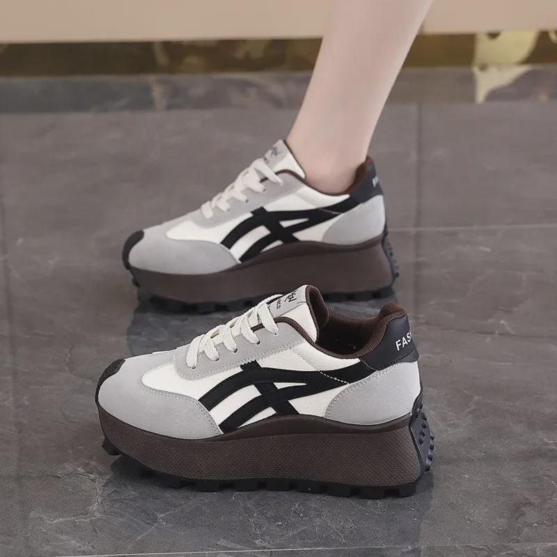 Женские кроссовки в стиле Гонконга на толстой подошве в стиле ретро H861