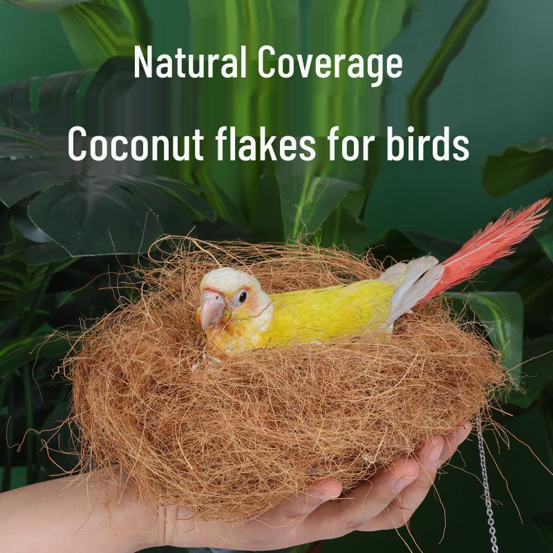 Coconut & Grass Fiber Bird and Small Animal Nest Bedding with Wood Shavings for Zebra Finch and Parrot Breeding
