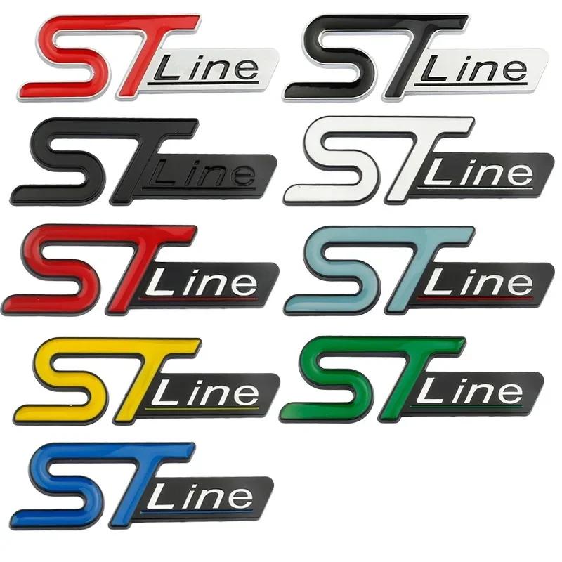 TQ0123D Metal ST Line Head Front Grille Car Trunk Emblem Badge Chrome Sticker For Ford Focus x 2 3 Kuga Fiesta Mondeo Auto Styling