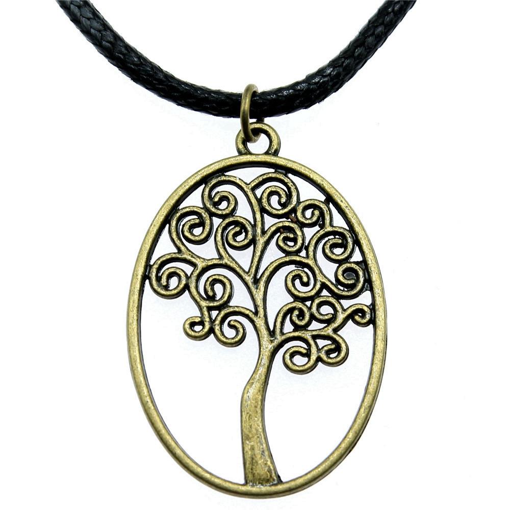 Антикварный кулон-ожерелье "Древо Жизни" Nature Boho Statement Jewelry 45см Кожаная цепочка