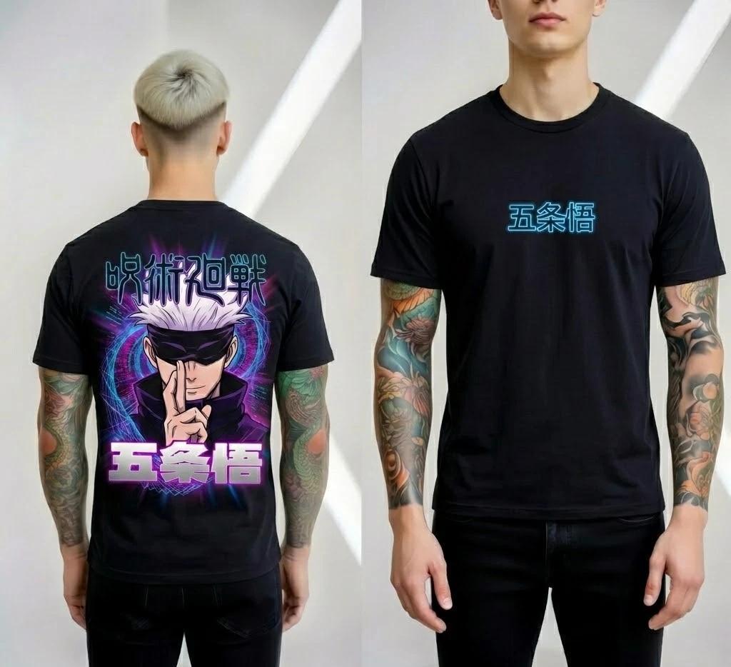 Gojo Satoru Anime T-Shirt Neon Graphic Jujutsu Kaisen Streetwear Tee Unisex