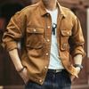 Spring and Autumn Workwear Men's Retro Denim Jacket - Heavy Washed Lapel Workwear Casual Jacket