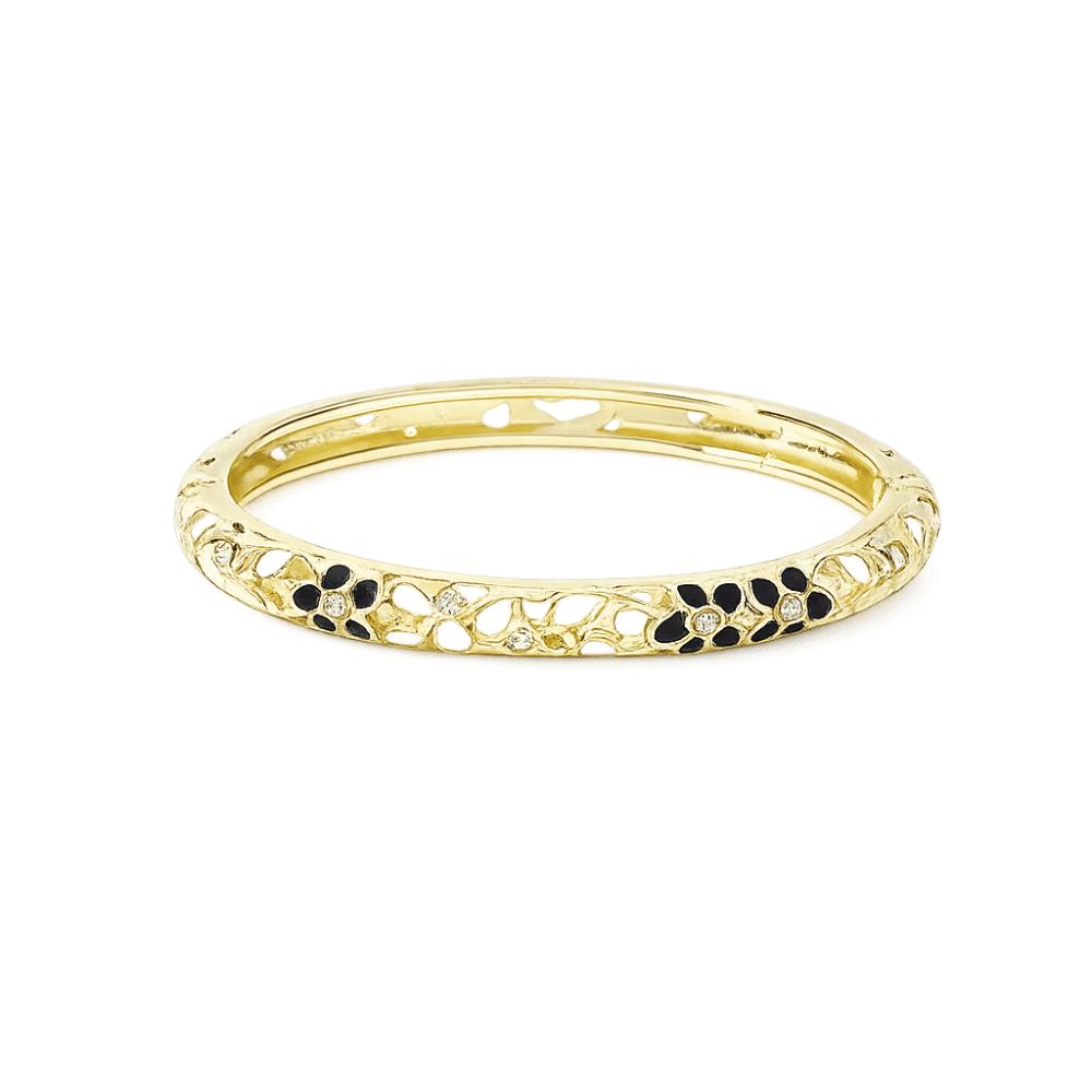 Traditional Flower Crystal Bangle Colorful Women's Hand Bracelet Vintage Cloisonne Bangle  Ladies