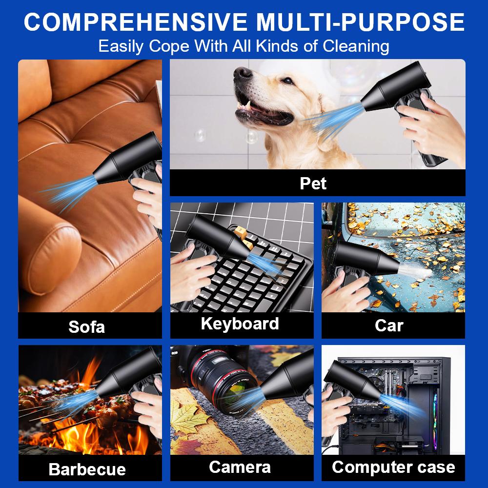 Household Air Cleaner Turbo Jet Fan 130000RPM Strong Blowing BBQ Air Blower With Brush Nozzles Car Fan Air Duster Portable Pump