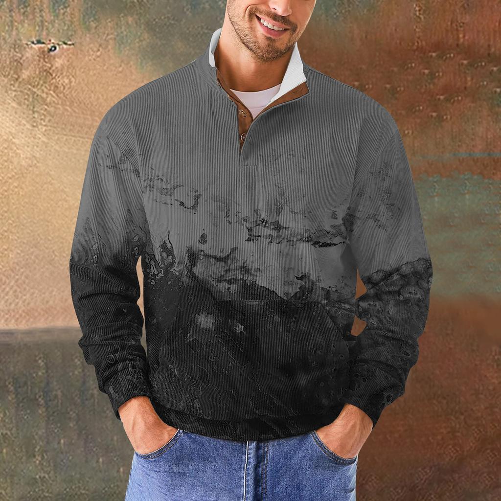 Мужская повседневная толстовка в стиле ретро с градиентным принтом