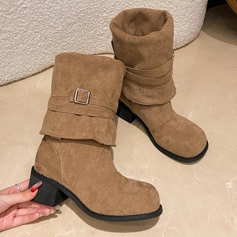 New Year Women High Quality Wasteland Y2k Style Vintage Detachable Boot Barrel Western Boots for Women Boot Shoes 35-42